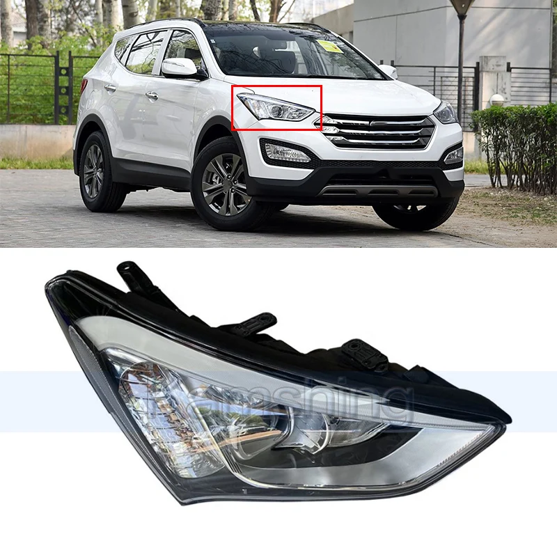 

Kamshing Front Bumper Headlight For Hyundai Santa Fe Santafe IX45 2013-2015 Head Light Headlamp Head Lamp