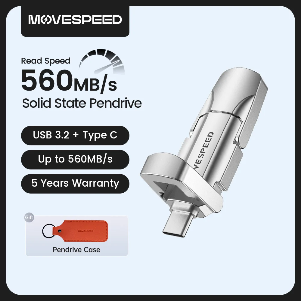 MOVESPEED USB 3.2 Solid State Pen Drive 520MB/s High Speed USB Type C Flash Drive 1TB 512GB 256GB 128GB USB Gen 2 Pendrive Flash