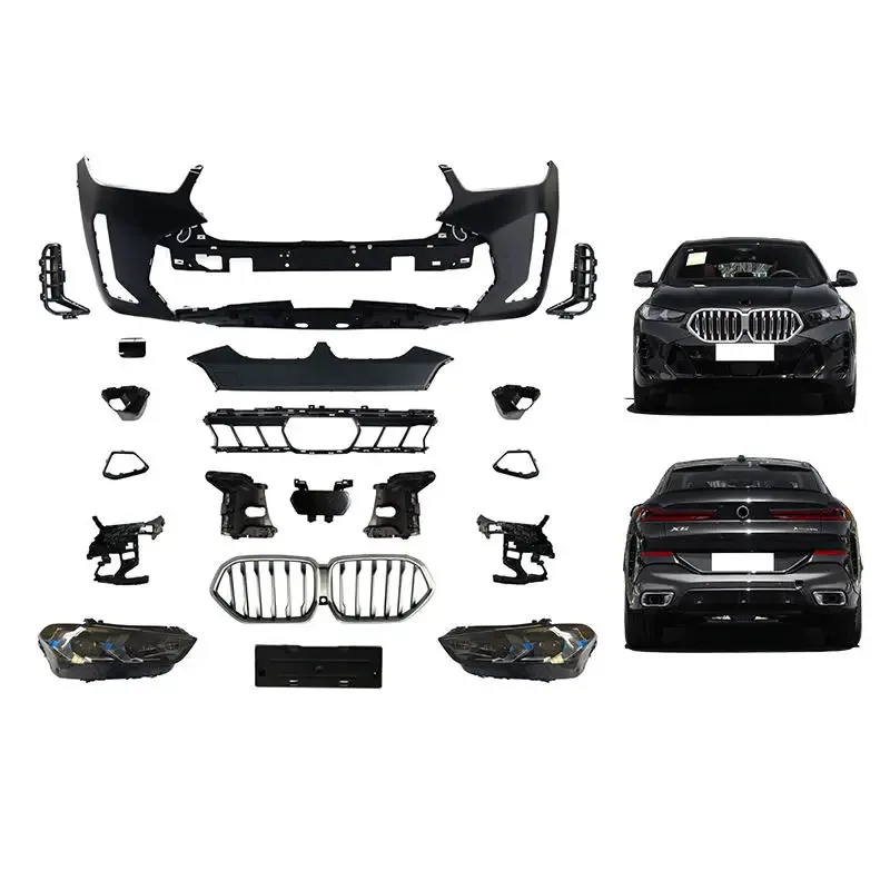 

For S X6 G06 LCI 2019 2020 2021 2022 To X6 Upgr Modification KitOld To New Front Bumper Headlight Fender Hood Body Kit
