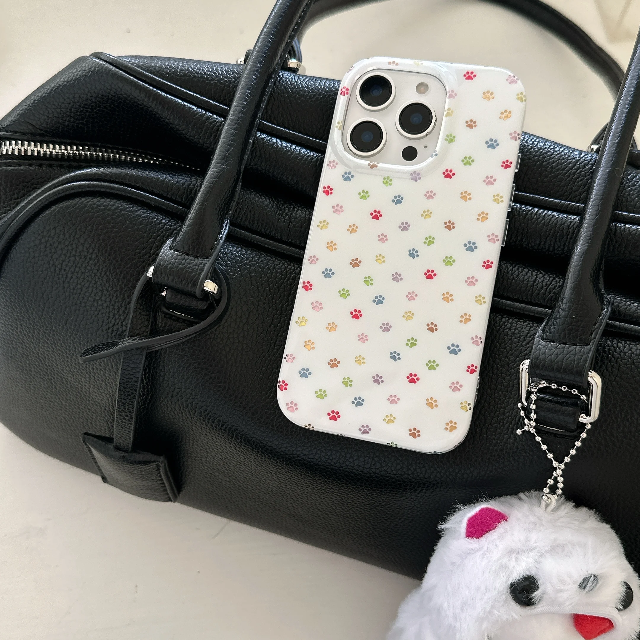 الإبداعية INS التسلق طبقات مزدوجة الملونة القط الكفوف نمط لطيف جراب هاتف آيفون 16 15 14 13 برو ماكس غطاء الهاتف الخلفي كابا