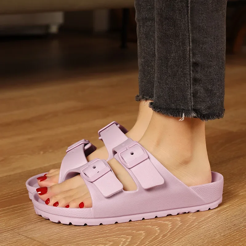 Thick Platform Cloud Slippers Women Fashion Buckle Soft Sole Pillow Slides EVA Sandals Woman Summer Beach Non-Slip Flip Flops