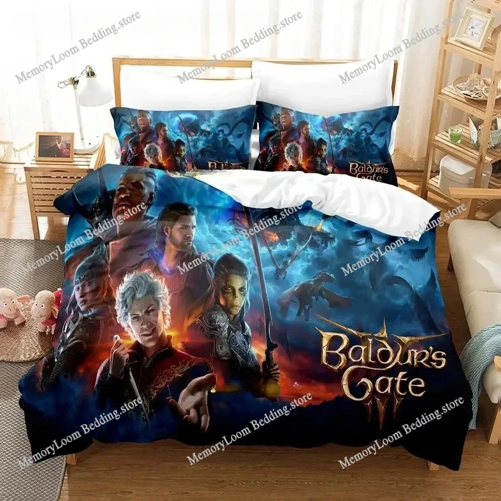 

Game Baldur's Gate 3 Bedding Set Single Twin Full Queen King Size Bed Set Adult Boys Bedroom Duvetcover Sets Anime Bed Sheet Set