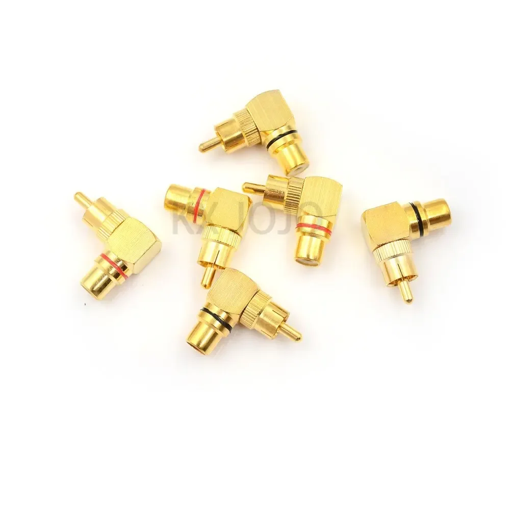 

1 Pair Gold Plated Brass RCA Right Angle Male To Female Connector Plug 90 Degree Adapters