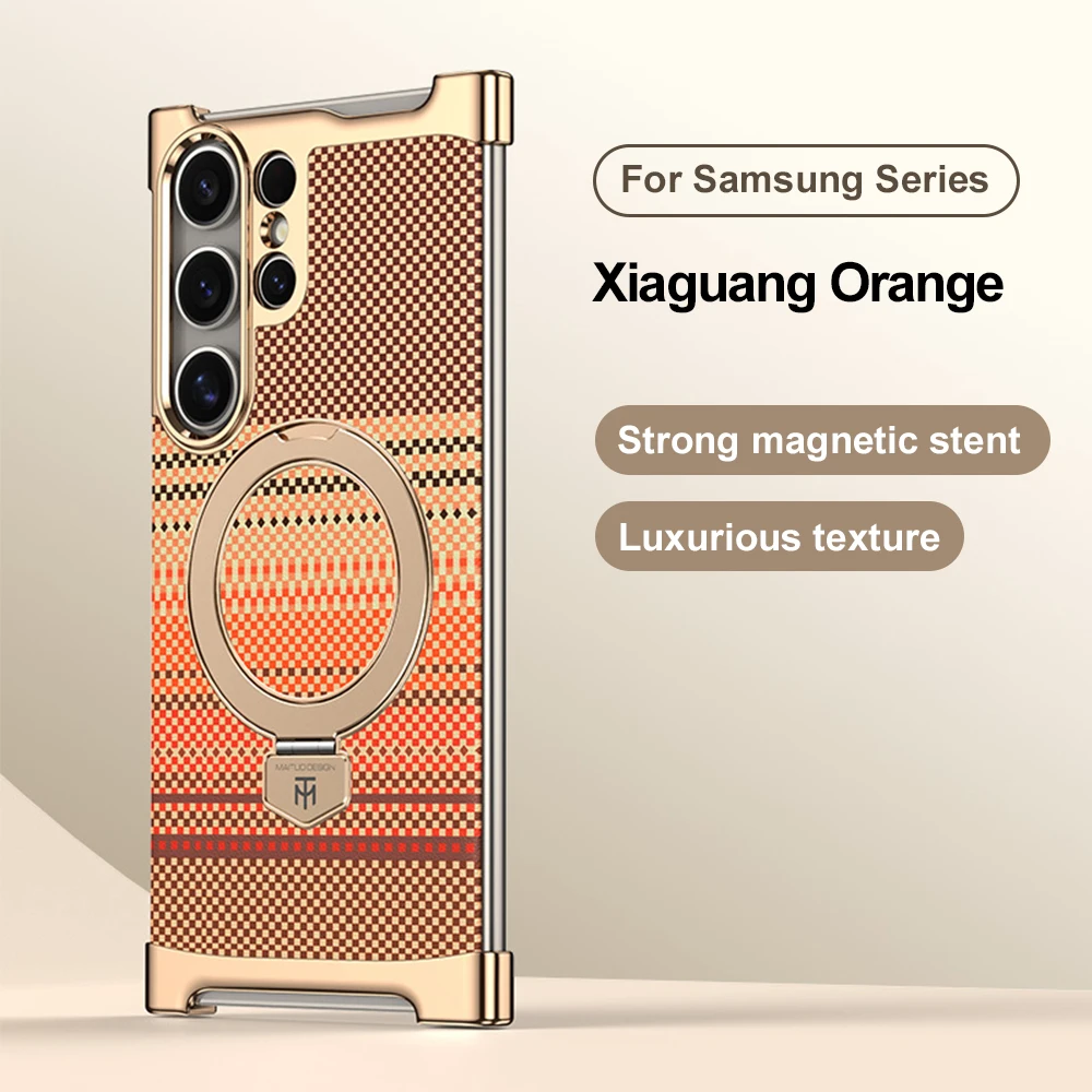 

3D цветной резной магнитный чехол-держатель из углеродного волокна для Samsung Galaxy S24 S25 S26 Ultra безрамный противоударный чехол для телефона