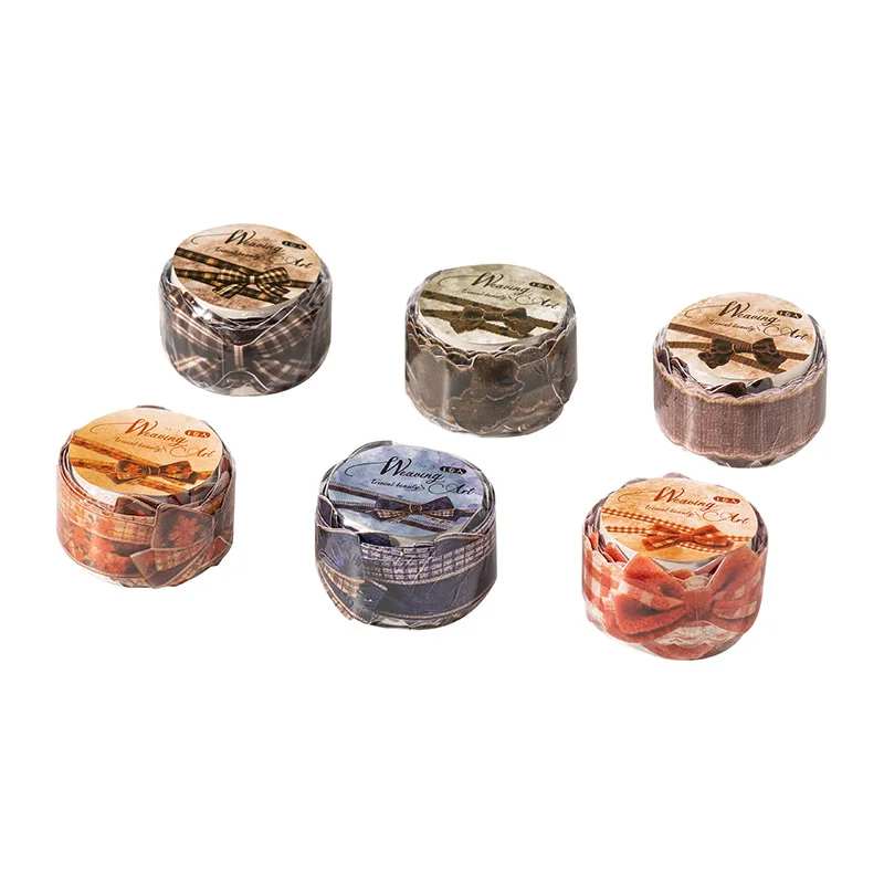1Roll/2Roll Weaving Art Series Special Shape Die-Cut Tape 6 Designs Gift Wrapping Scrapbook Collage Materials Set