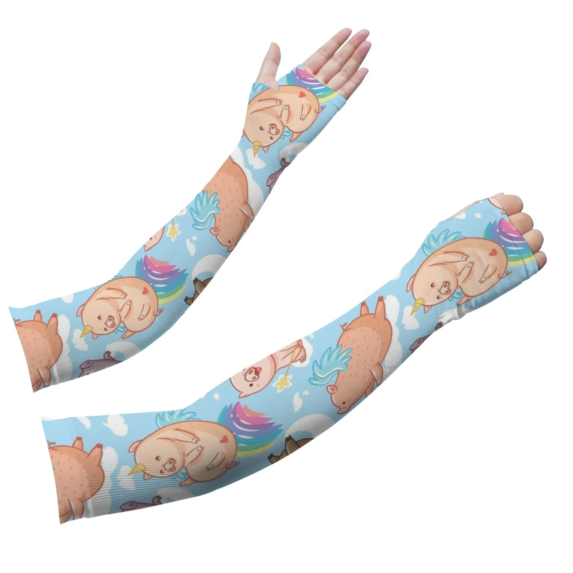 

Happy Flying Pig Novelty Fun Cartoon Sleeves Cute Outdoor Fashion Comfortable Arm Protection Sleeves Soft Breathable Unisex Gift