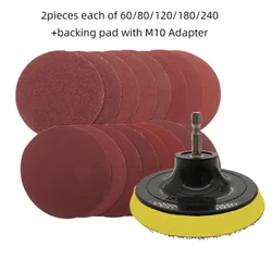 10Pcs 100mm Sanding Disc 60-240 Grit Sandpaper Buffing Wheel Hook And Loop Backing Pads For Electric Drill Grinder Rotary Tools