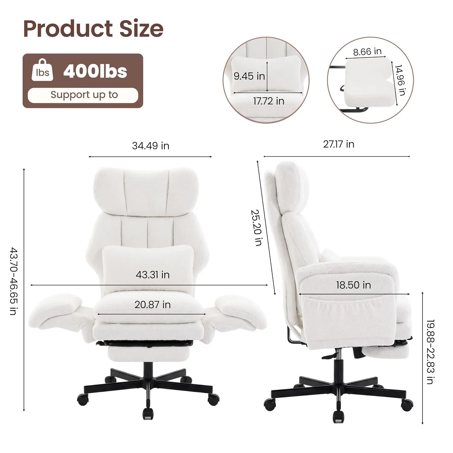 3D Kneading Massage Office Chair with Footrest, Criss Cross Chair with Arms