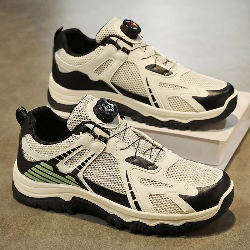 Men's Summer Breathable Casual Sneakers Soft Sole Non-Slip Outdoor Running Shoes Lightweight Sports Sneakers with Rotating Shoel