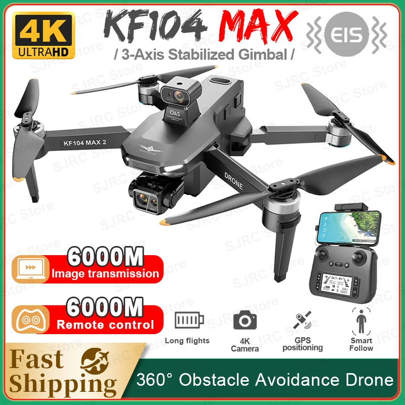 SJRC KF104 Max EIS Drone 4K Professional 3-Axis Gimbal Obstacle Avoidance 6KM Drones With Camera Foldable RC Quadcopte