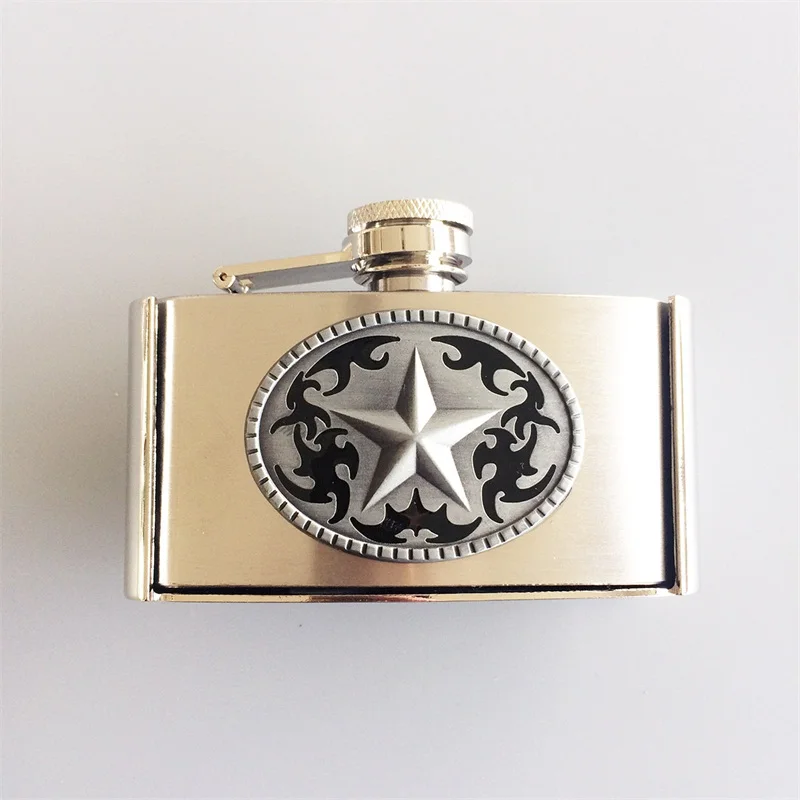 Western Star 3oz Stainless Steel Flask Belt Buckle BUCKLE-FL-Star Free Shipping