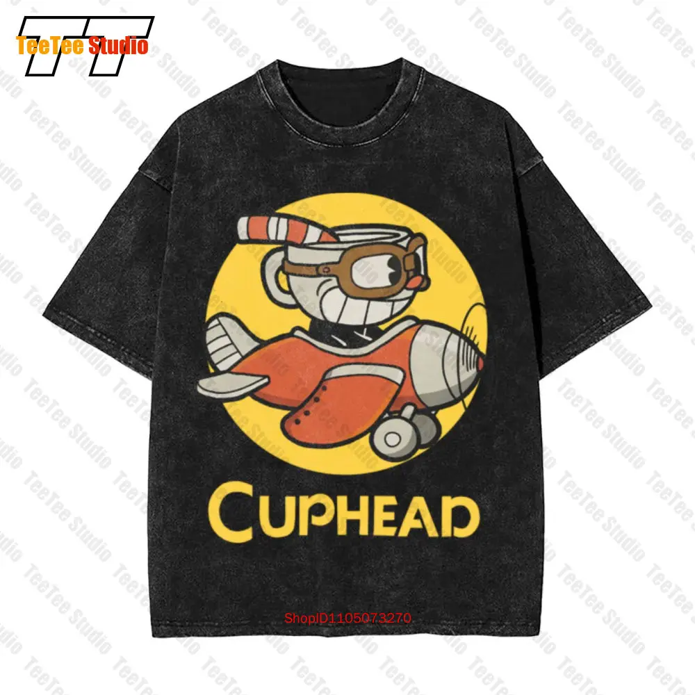 

Flying Cuphead Heather Red Gaming Vintage Oversized T-Shirt 8C5T