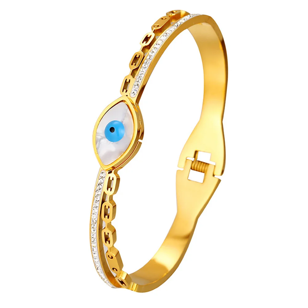 Luxury niche eye of wisdom bracelet, evil eye stainless steel bracelet, new gold-plated silver sapphire bracelet