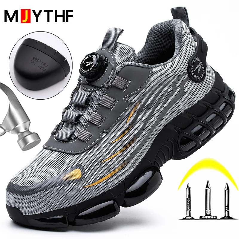 Rotating Button Safety Shoes Men Puncture-Proof Work Sneakers Protective Shoes Brand Indestructible Steel Toe Shoes Work Boots