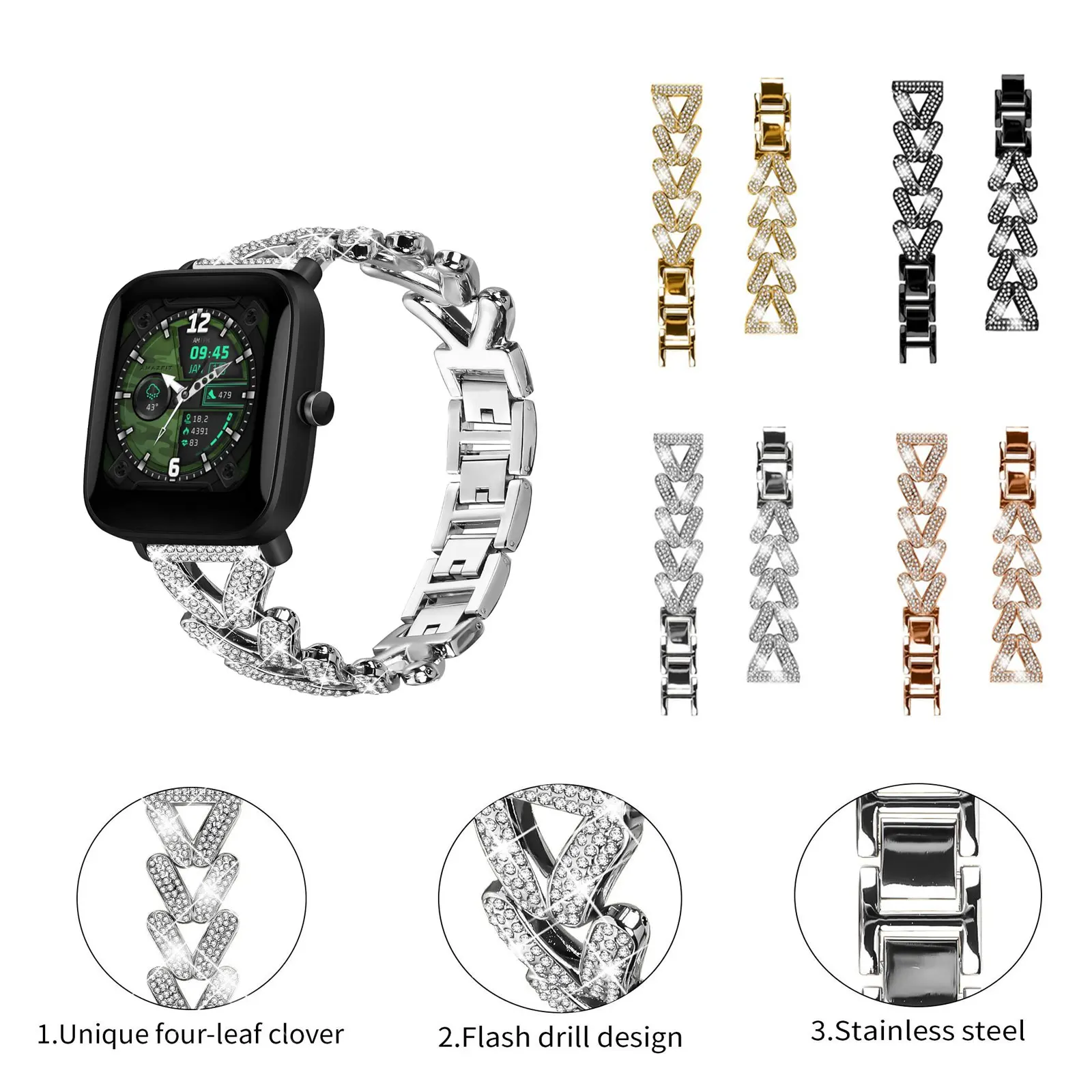 

xDfind Small Twist Diamond Metal Watch Band For Ticwatch GTH / E3 / E / 2 20mm
