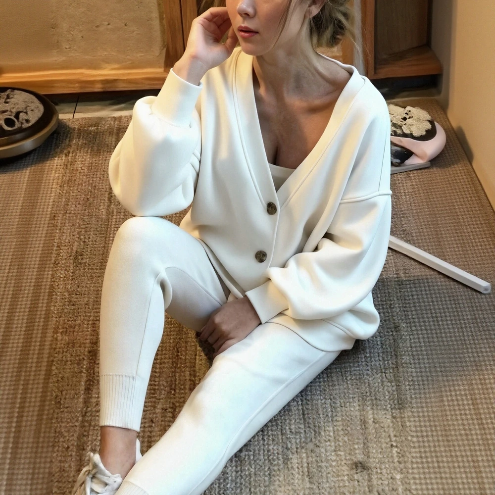 Lässige Passform, Anzughose, Herbstkollektion, kein Dekorationsstil, elegantes Damen-Set, lange Hose, Ensemble, modische Hose