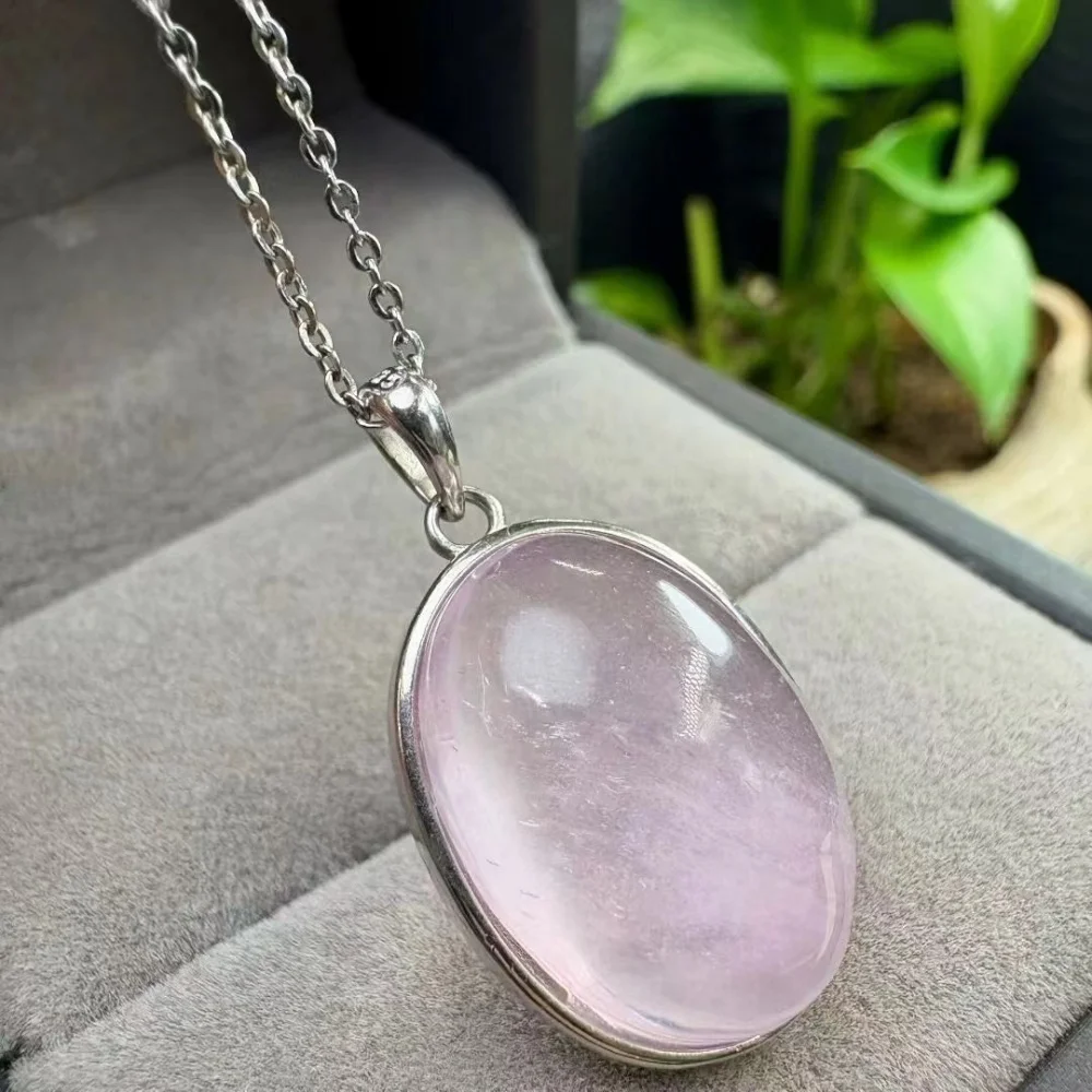 1PCS Natural Pink Morganite Crystal Quartz Pendant Polished Crystal Reiki Healing Jewelry Gift Rock Decoration S925