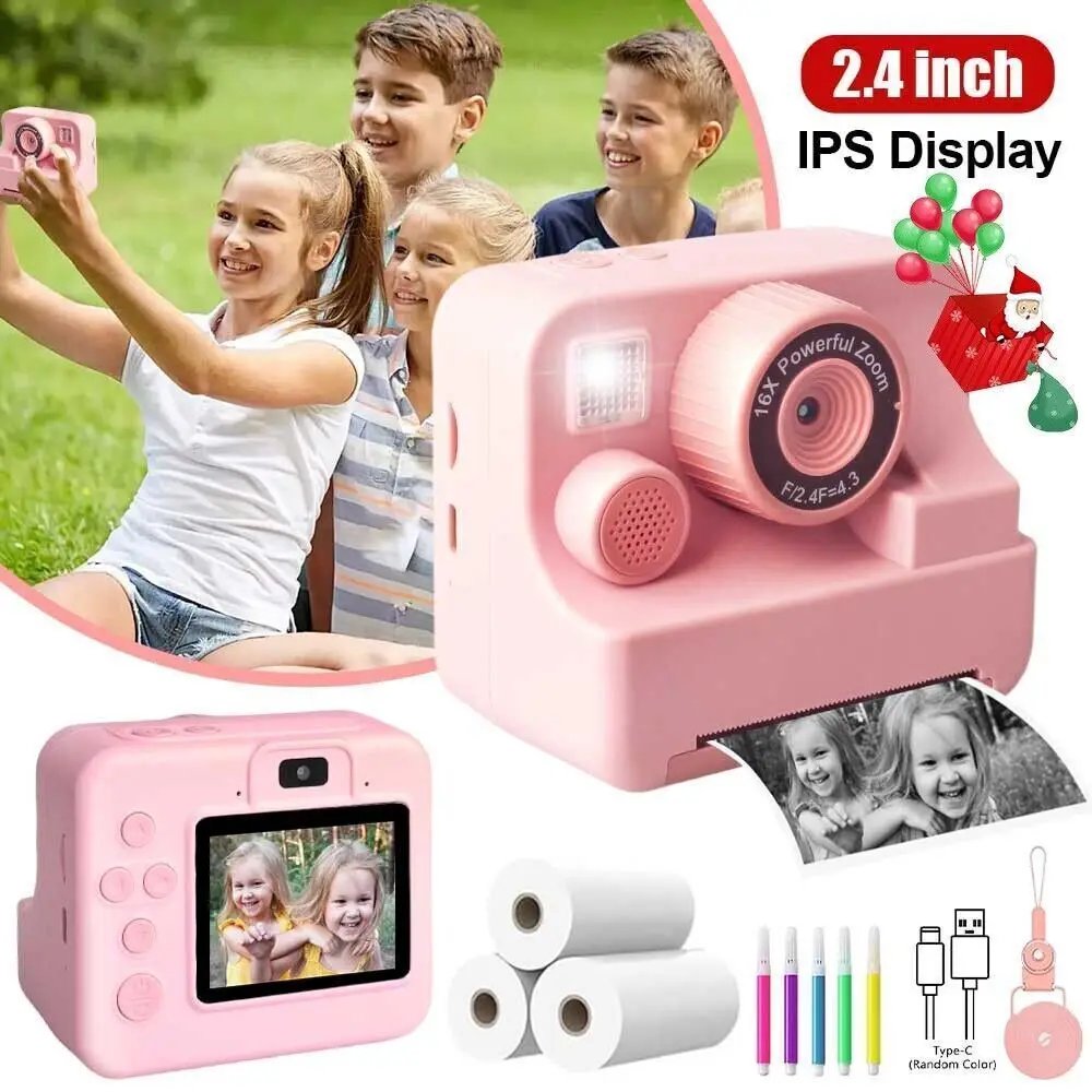 1080P Mini Selfie Digital HD Camera for Kids Instant Print Camera Educational Toy Children's Toy Gift