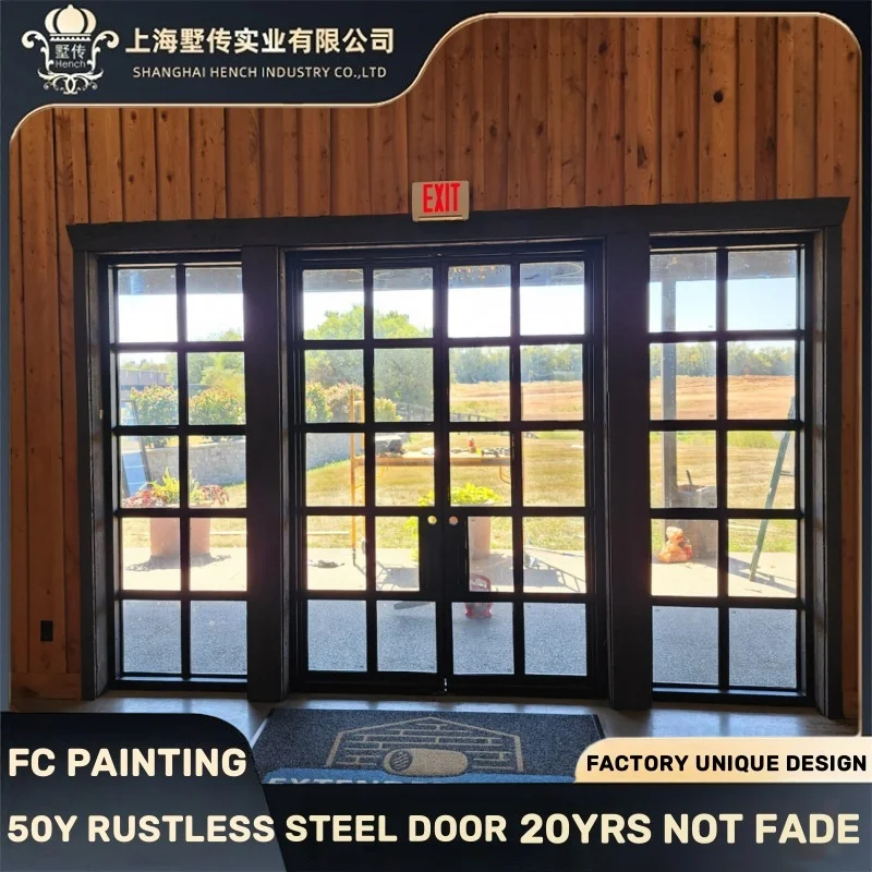 

72 x 80 French Steel Glass Door Windows For Sale