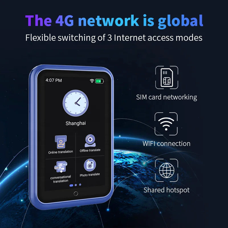 Dispositivo tradutor de idiomas 2025, 4g, ia, 138 idiomas, máquina tradutora instantânea bidirecional, precisão de tela de 3 polegadas, on-line, offline