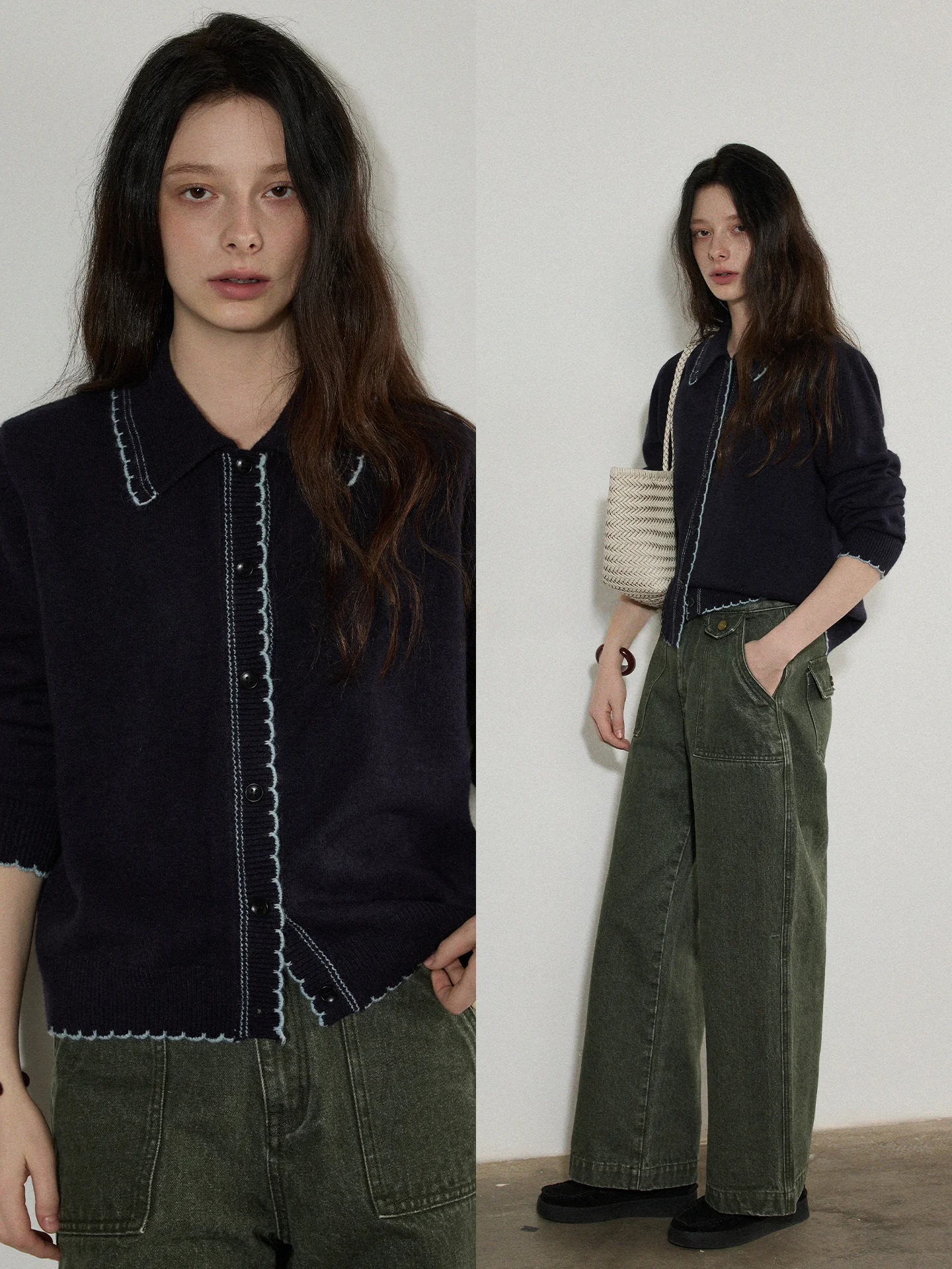 

Женский вязаный кардиган Lofi Choose с воротником-рюшами, цветной, весенний, новый, простой, универсальный, из полиэфирного волокна