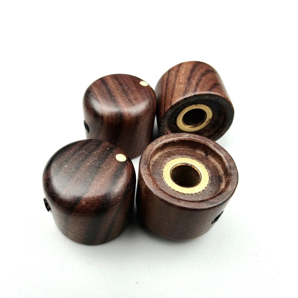 Perilla de potenciómetro de palisandro / Perilla de control de volumen y tono con eje interior de latón para accesorios de guitarra eléctrica y bajo