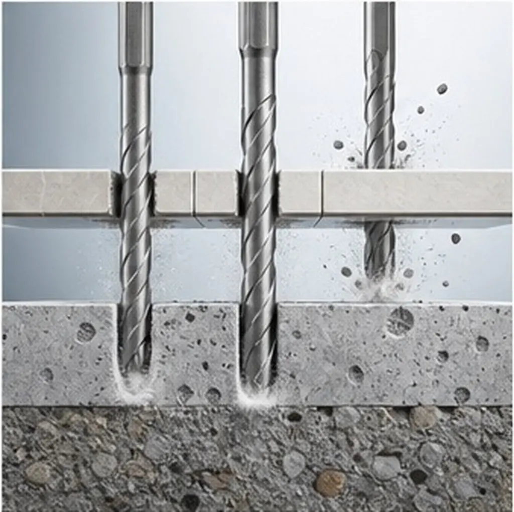 3Pcs Four-Flute Offset Drill Bit Set Multipurpose Sharp Concrete Tile Drill Bits Precision Metal Cement Hole Saw Bit for Home