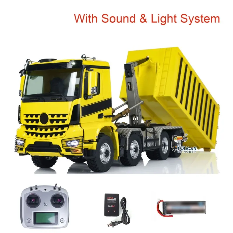 LESU 1/14 Metal Hydraulic RC Dump Truck Roll On/Off Tipper Waste Bin Car RTR I6S Light Sound Painted Finished Vehicle Car Toys