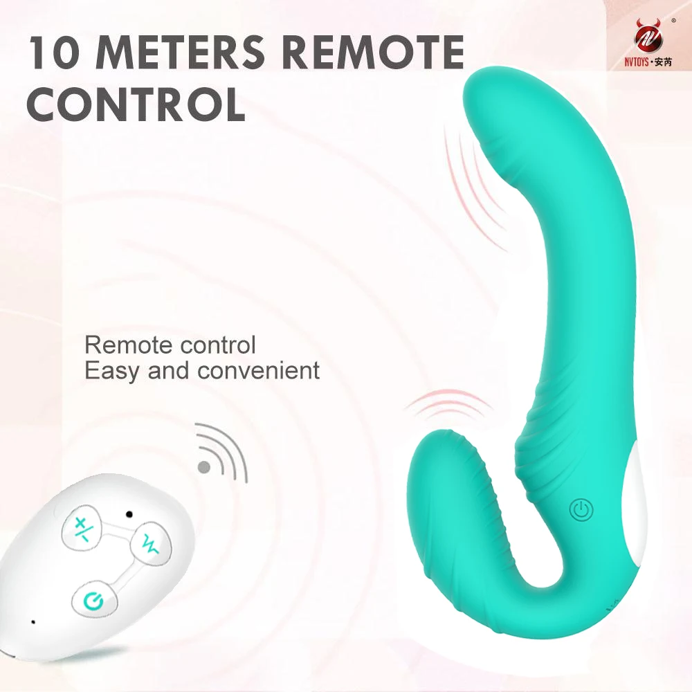 10 Speeds Strapless Strapon Anal Prostate Massager Dildo Vibrator Female Double Vibrating G Spot Adult Sex Toys for Women Couple