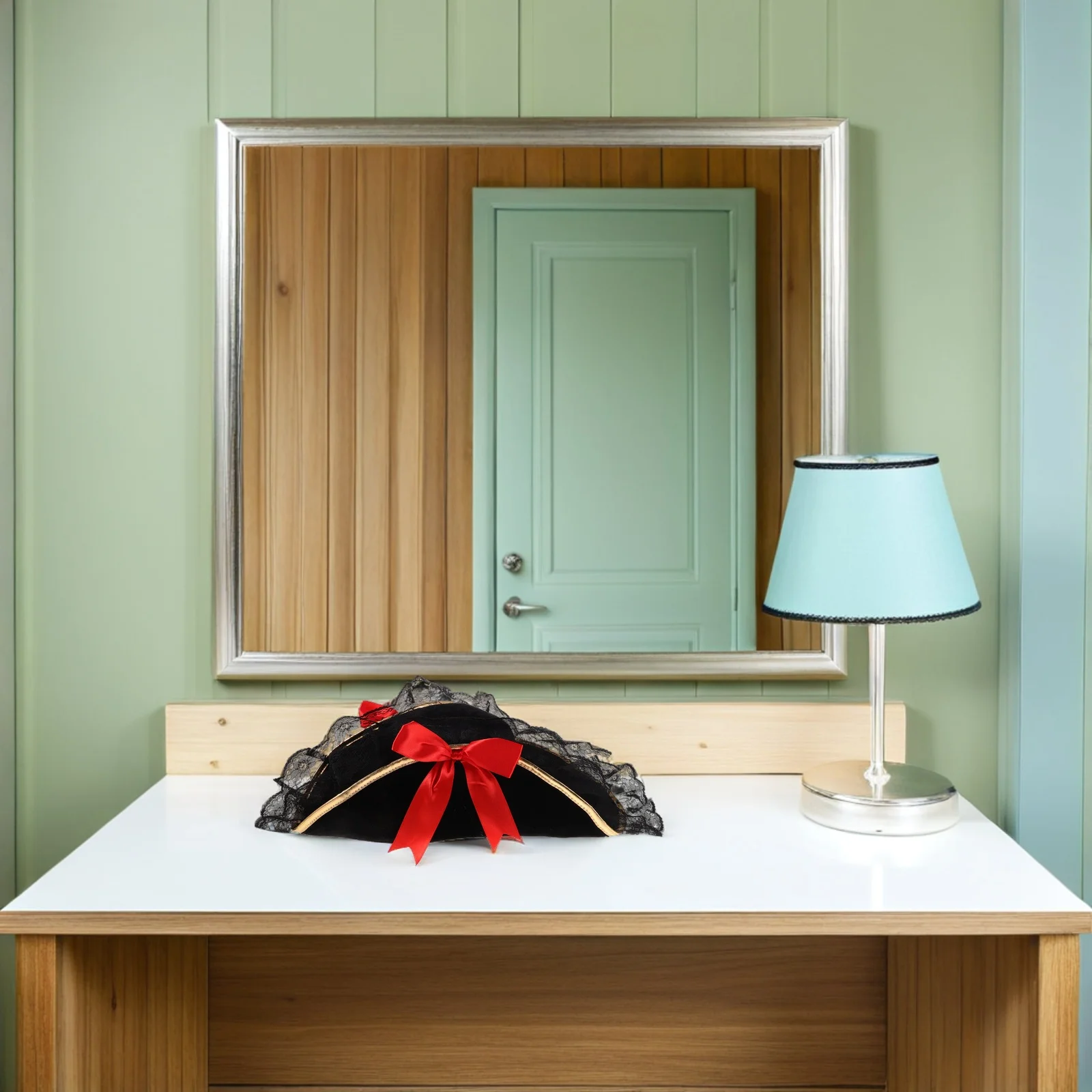 5 pezzi 5 pezzi costume da festa di Halloween accessori da pirata femminile cappello in maschera puntelli cosplay neri