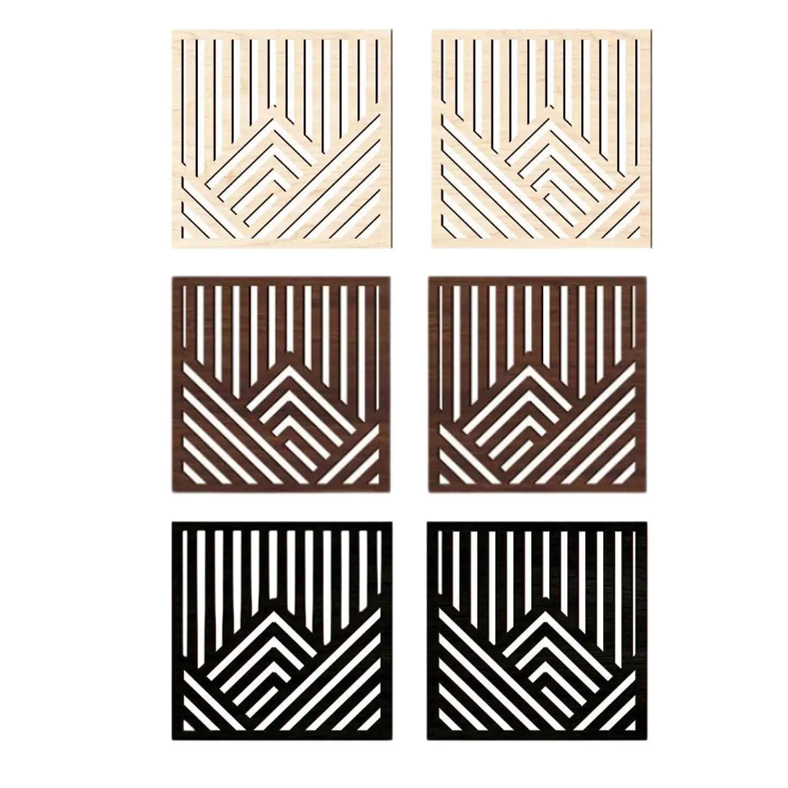 2 Pieces Wood Wall Art Decor Wall Sculptures Wall Plaque 20cmx20cm Geometric Ornament Wall Decoration for Dining Room Indoor