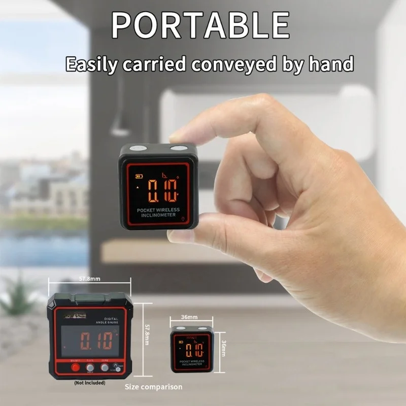 Mini Bluetooth Digital Inclinometer High Precision Electronic Angle Gauge Magnetic Level Box Slope Measuring Tool