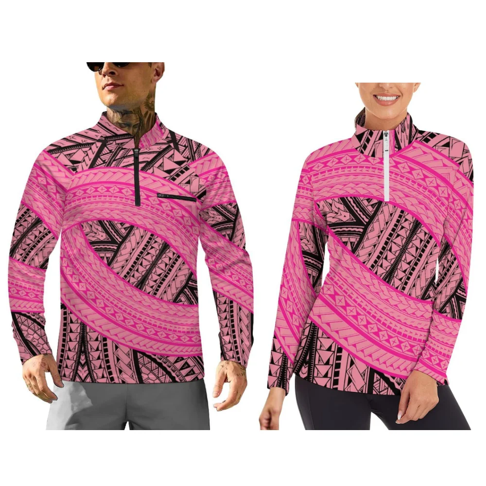 Customizable Patterned Long-Sleeved Sportswear For Both Men And Women Slim And Comfortable With Polynesian Style Prints