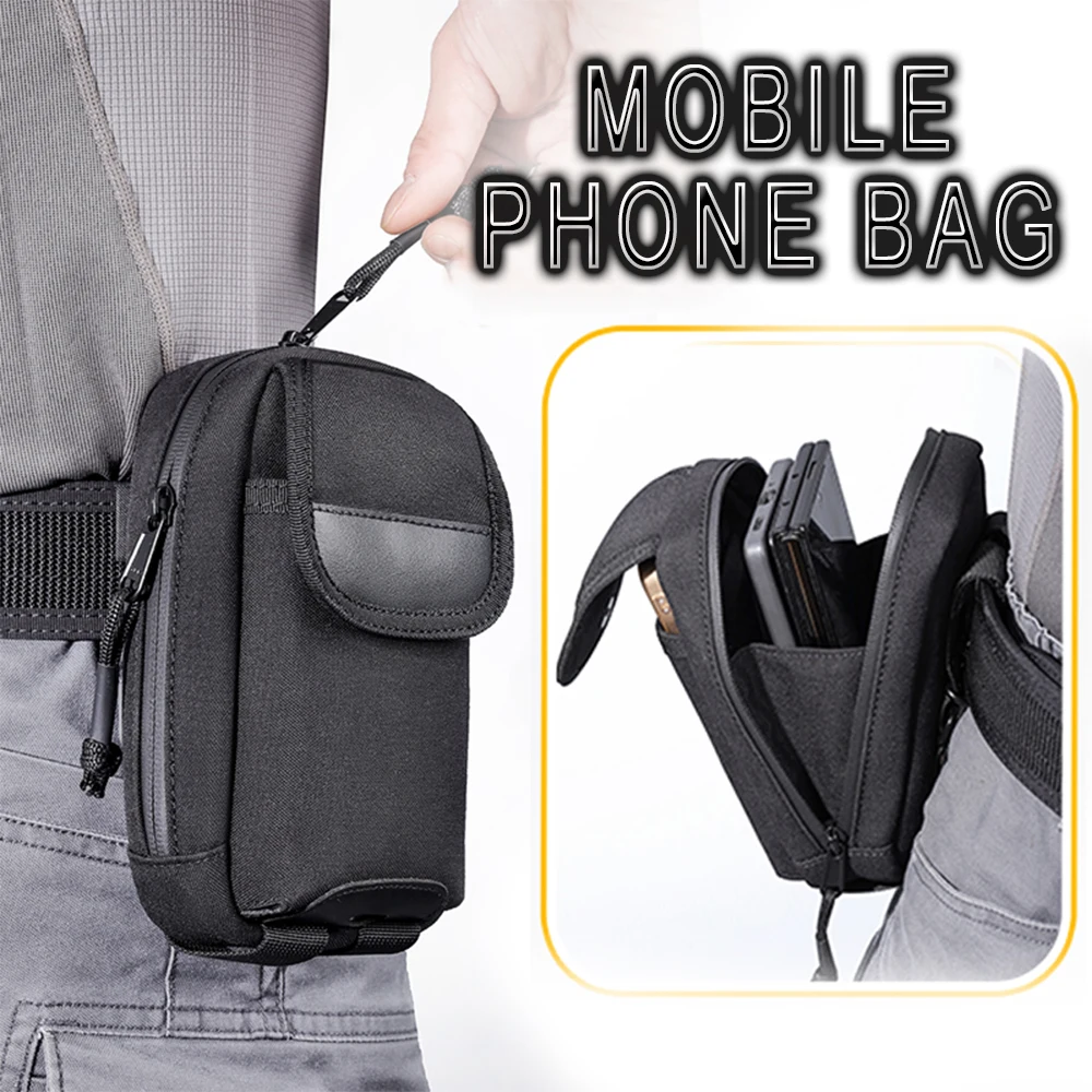 

Tactical Phone Bag Multi-Functional Double-Layer Belt Waist Packet Pouch Reserved Charging Port for CS Airsoft Hunting Shooting