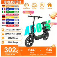 JUICEASE ES14 10.4AH Electric Scooter 36V 14Inch Tire Urban LED Light Phone Holder Shopping Basket Powerful Scooter Electric