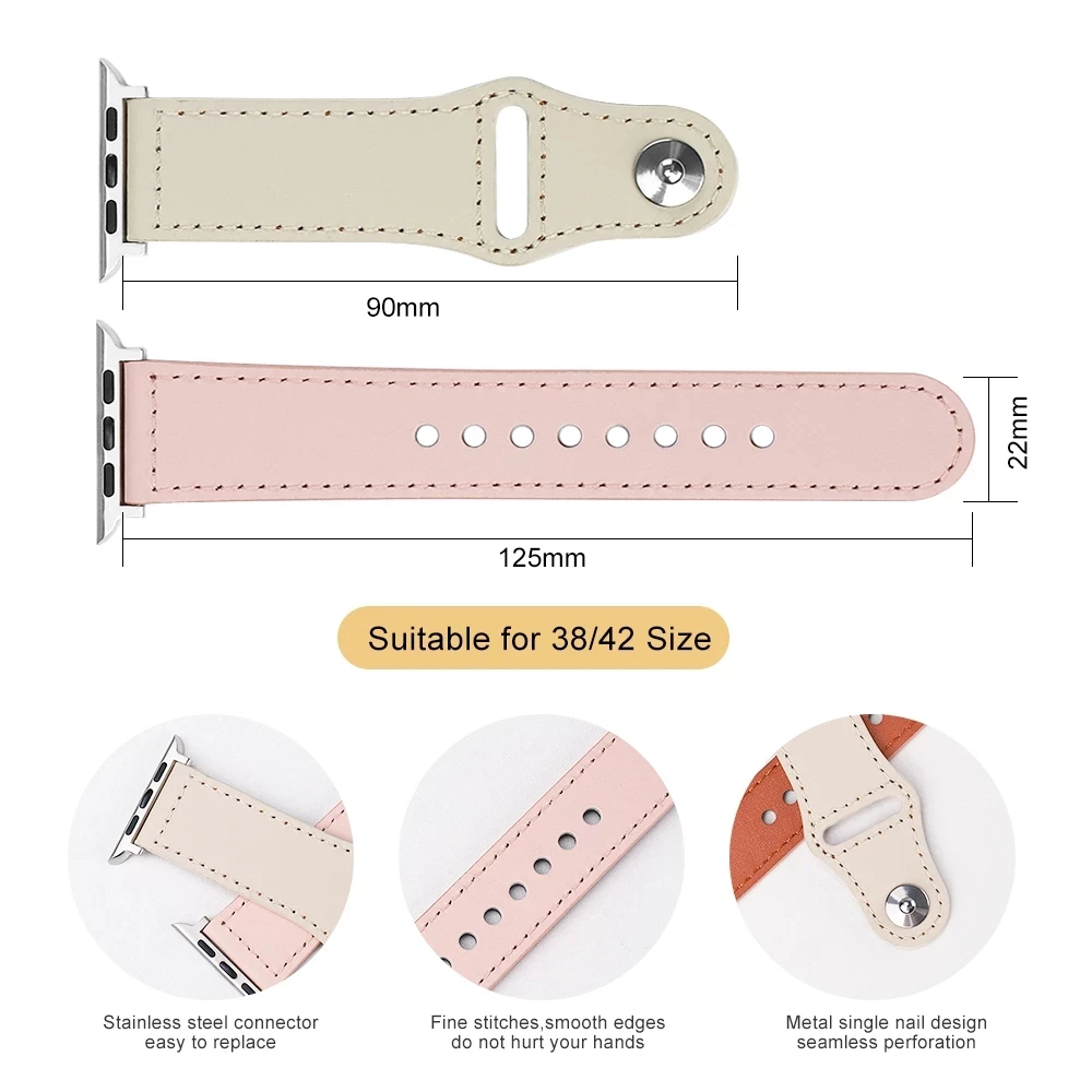 Dây Da Cho Dây Đồng Hồ Cao Cấp Nam Nữ Series 7 6 5 4 SE 45Mm 41Mm 40Mm 44Mm Dành Cho IWatch 42Mm 38Mm Nẹp