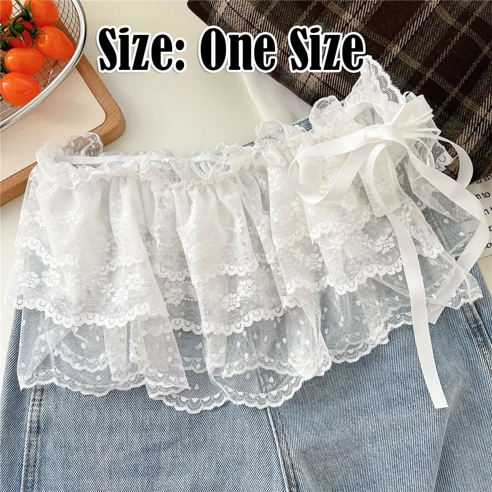 Korean Style Flower Lace Layered Gauze Skirt Y2k Streetwear Pleated Lace Strap One Piece Apron Wrap Skirt