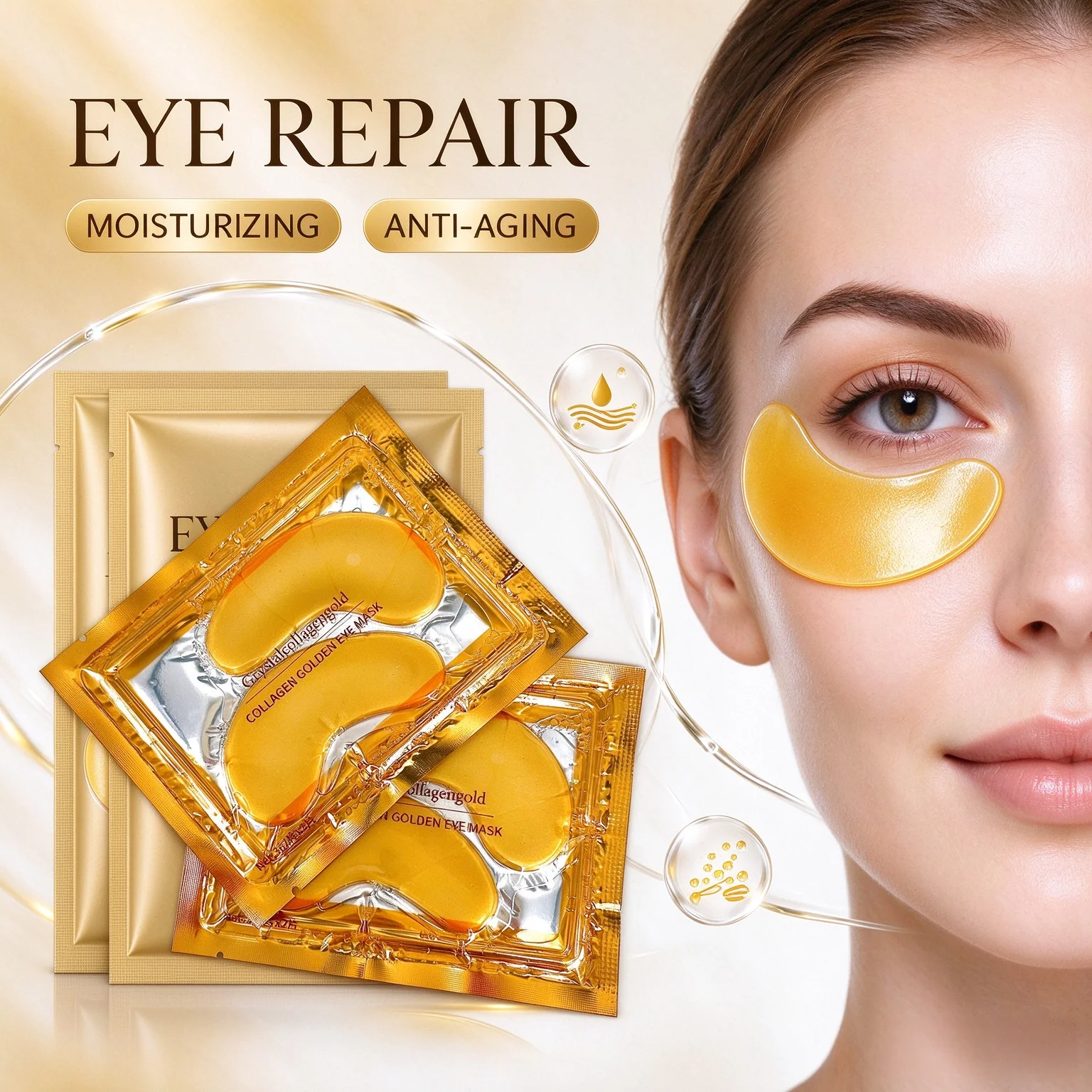 Gold Collagen Eye Mask Anti-Aging Dark Circles Puffiness Moisturizing Eye Patches Skincare for Beauty & Wellness