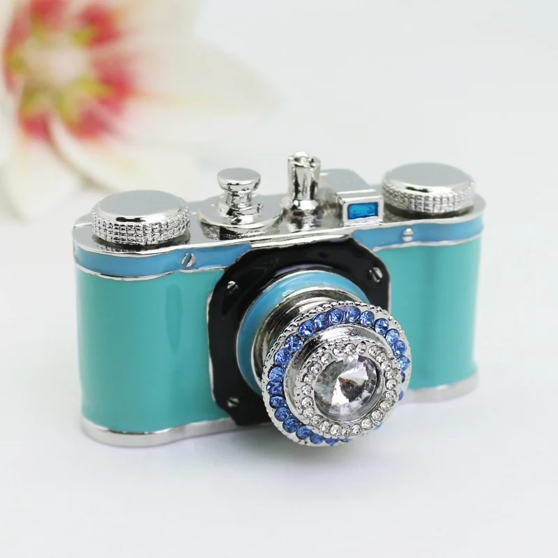 SHINNYGIFTS Pewter Enamel Camera Trinket Box Small Metal Crafts Home Decorative Gift Box Birthday Gifts