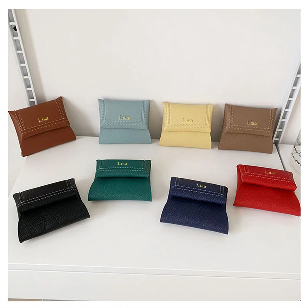 اسم مخصص محفظة النقود المعدنية من جلد البولي يوريثان، هدية تذكارية، مفتاح، حقيبة تخزين العناصر الصغيرة، محفظة الموسم المحمولة باليد، عالمية #3