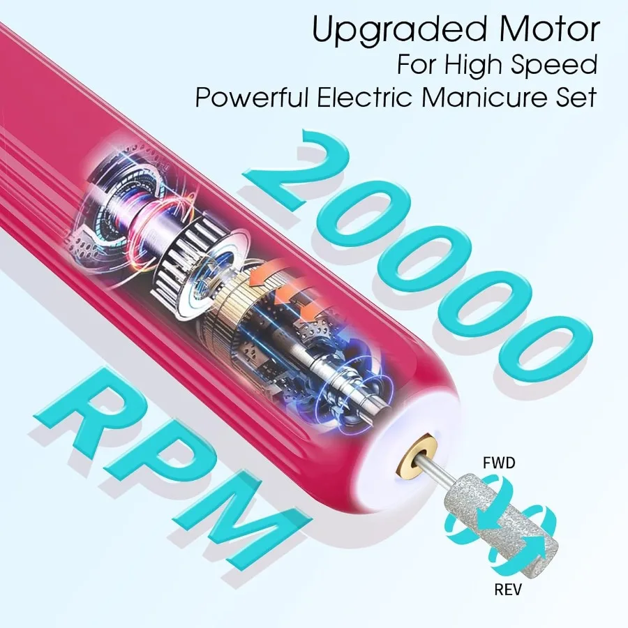 Kit de manicura y pedicura profesional con taladro eléctrico recargable de 360 luces para el cuidado de manos y pies Nai eléctrico inalámbrico