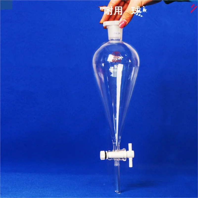High Borosilicate Glass Pear Shaped Pyriform Separatory Funnel with Standard Taper Stopper Lab Supplies 30/60/125/250/500ml