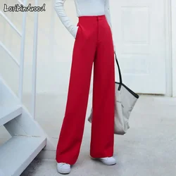 2023 Spring and Autumn New High-waist Drape Wide-leg Pants Temperament Ladies Casual Pants Red Trousers Thin Mopping Pants Women