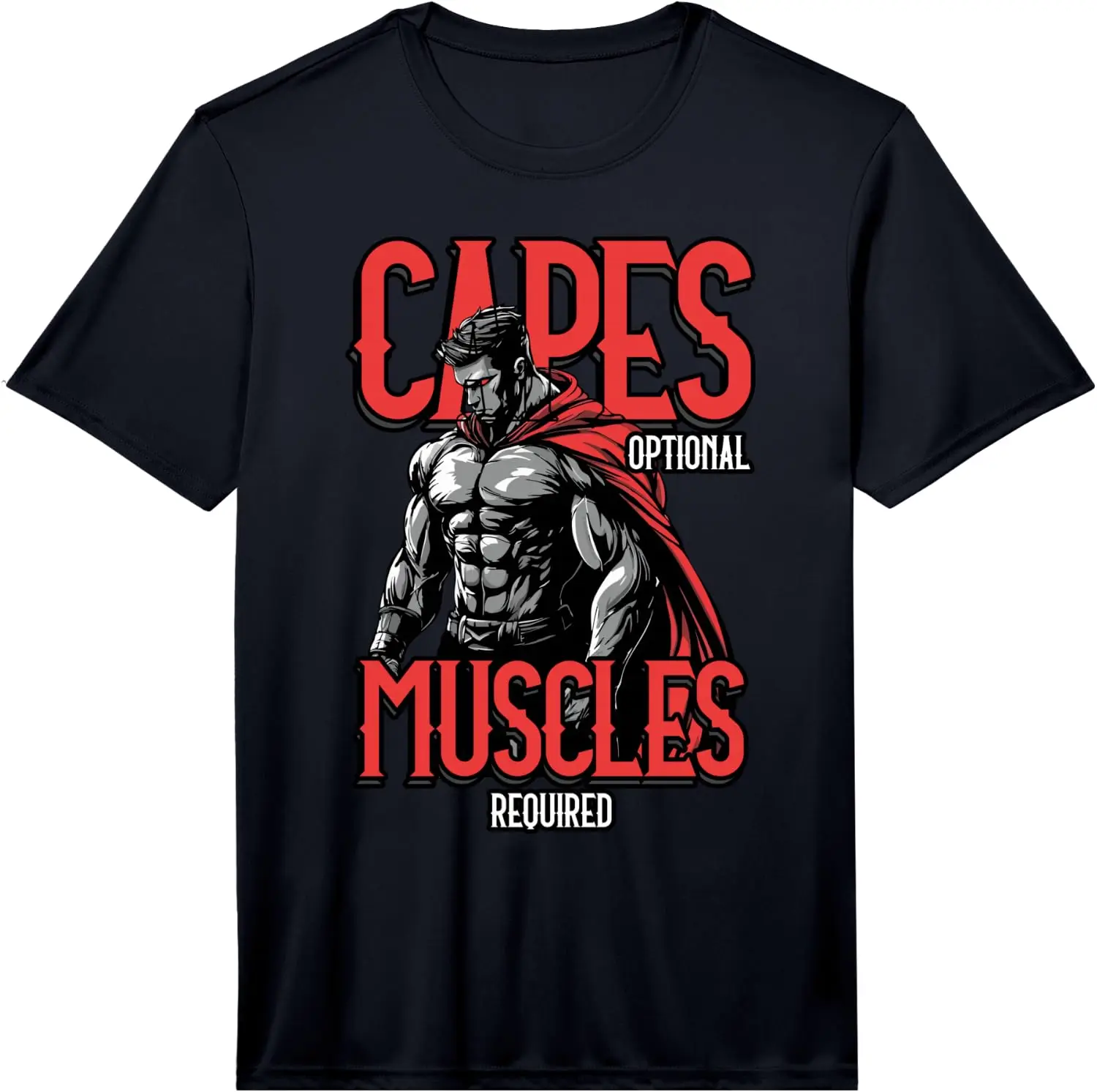 Mens Capes Optional Muscles Required Funny Gym Meme Performance T-Shirt 100% Cotton Trendy Y2K Short-Sleeve Tee – Soft,