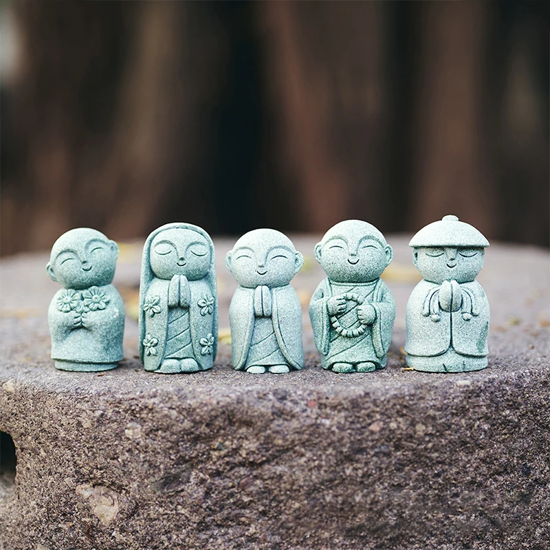 

Cute Maitreya Blue Sandstone Ornaments Buddha Statues Garden Mini Ornament Japanese Home Decoration Crafts Figurines & Miniature