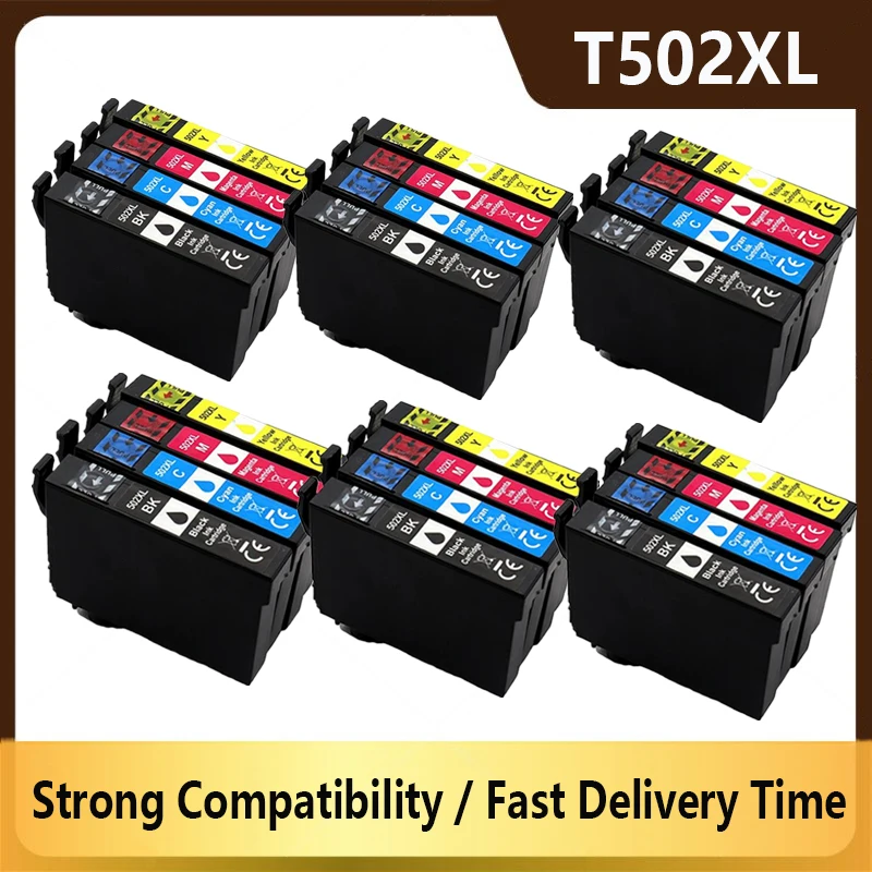 

502XL Ink Cartridges for Epson T502 Compatible with WorkForce Pro WF-7830DTWF WF-7835DTWF WF-7840DTWF Printer