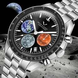 Specht&Sohne New Fashion Explore Planet Moon Watch Earth Mars Watches Japan VK63 Chronograph Quartz Wristwatch 50M Waterproof