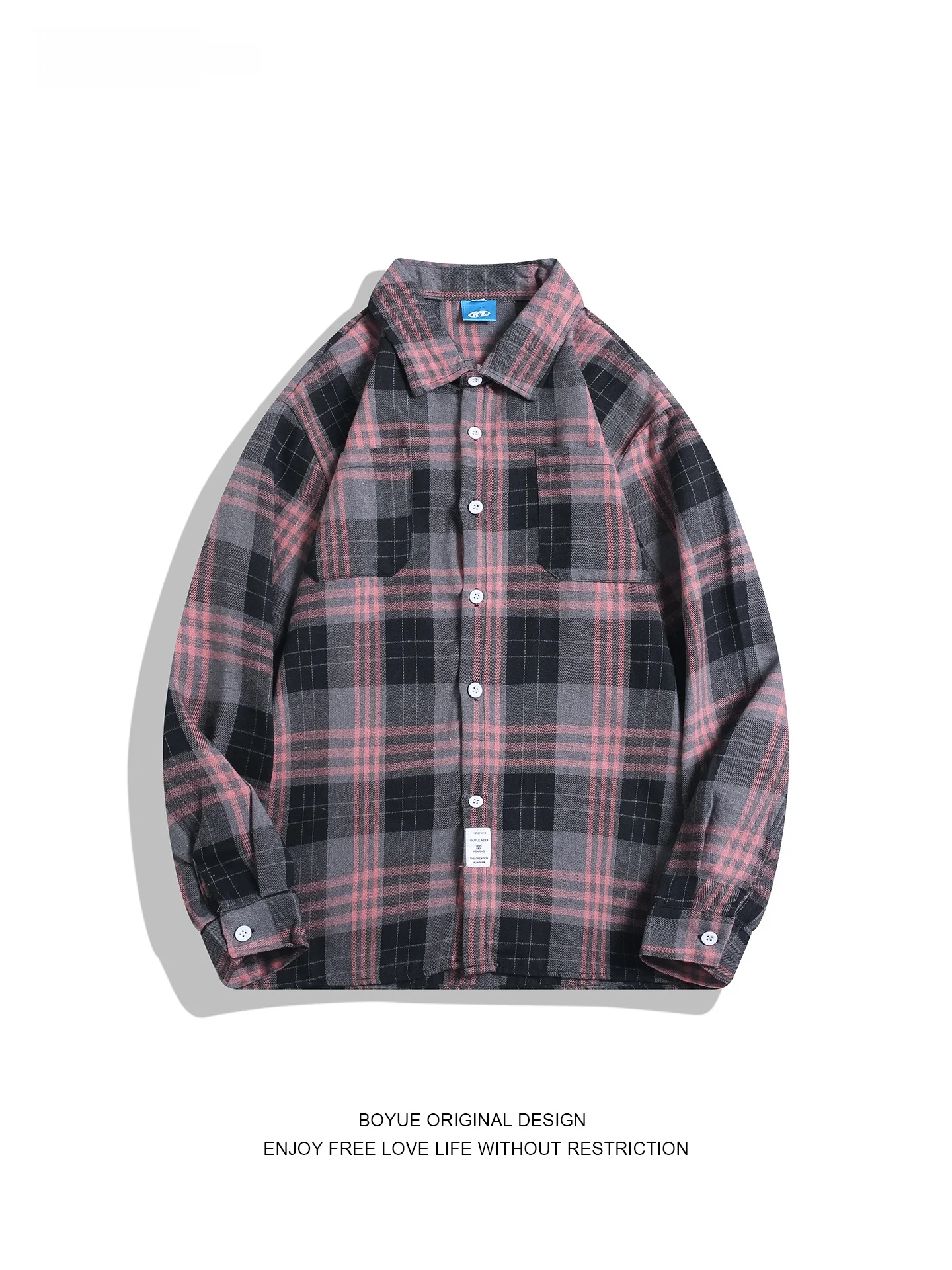 

Boyue Long Sve irt Casual Sle Plaid Contrast Color Men's irt Spring Autumn Leisure Faion Outerwear Coat for Men