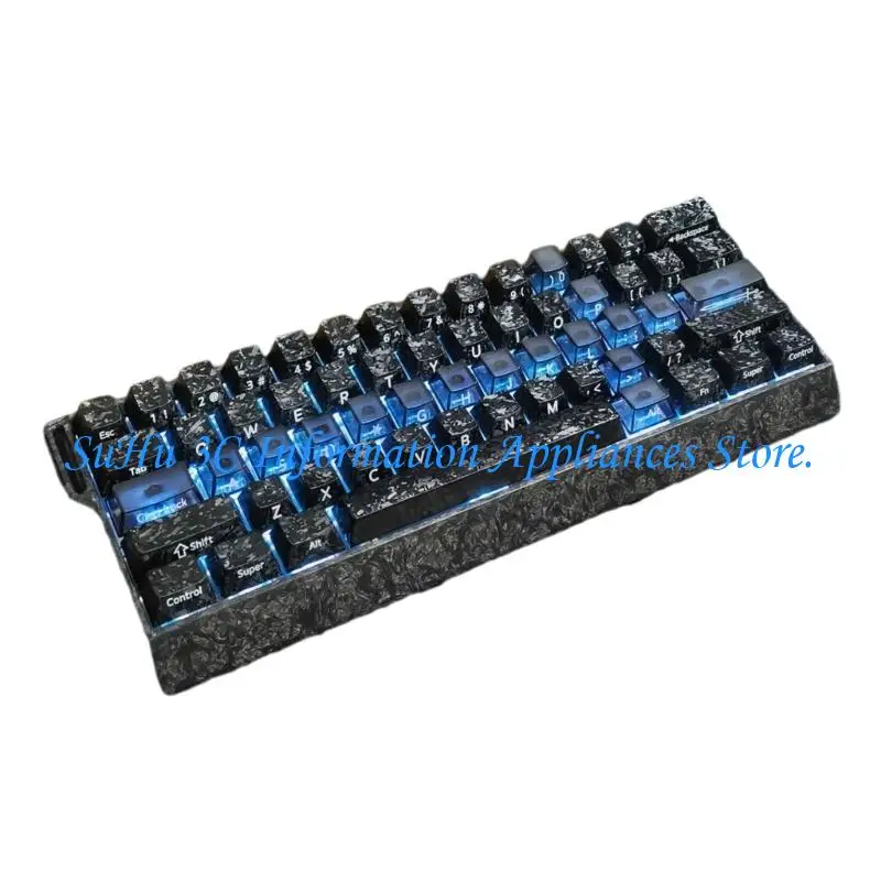 Mechanical Keyboards Keycaps 19 Carbon-Look Transparency Keycap Set Anti Wear For Long Time Gaming Use