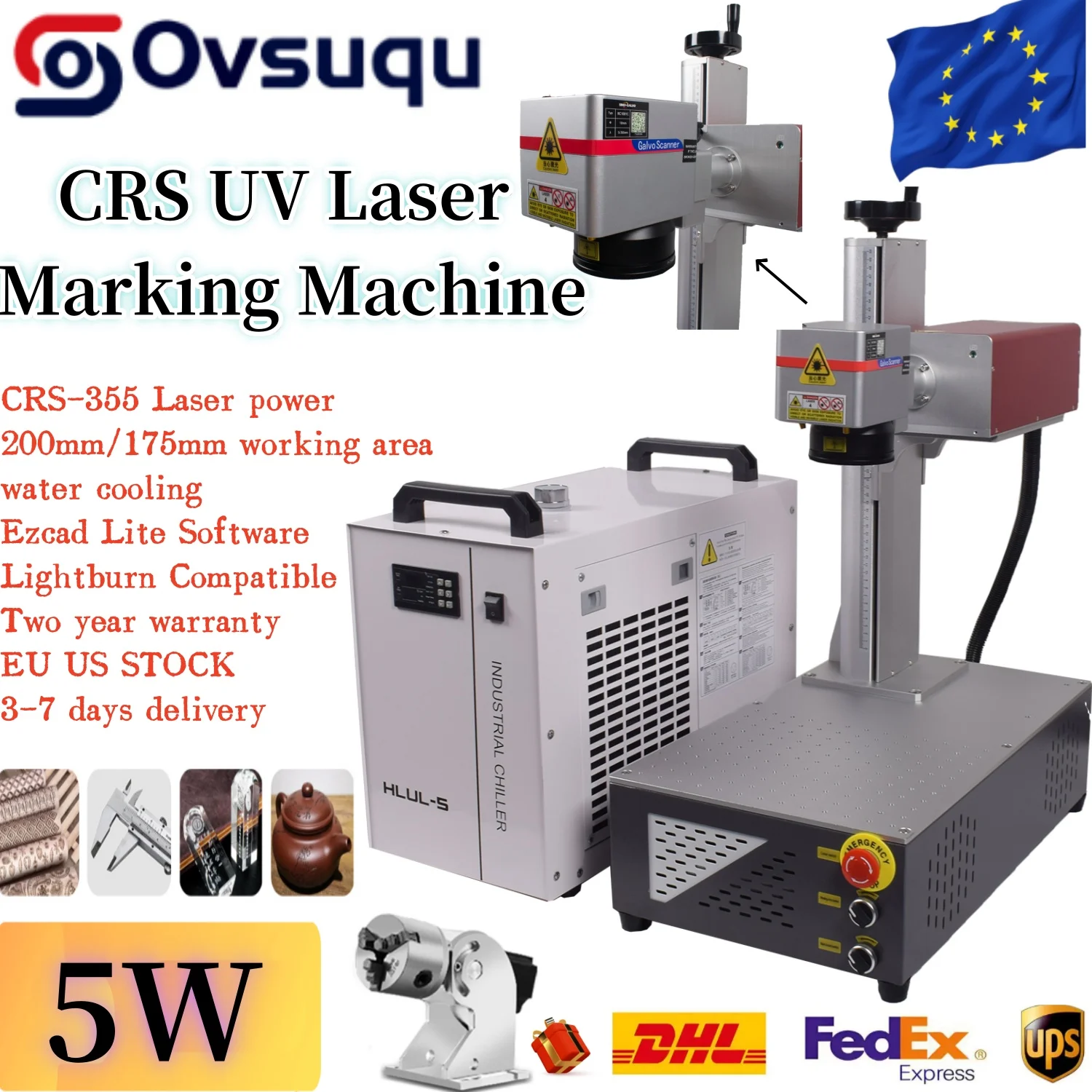 

CRS 5w High Efficiency UV Laser Marker 355nm UV Laser Engraving Machine for Metal/ Glass /Wood/ Acrylic/ PVC Cold Water Tanks